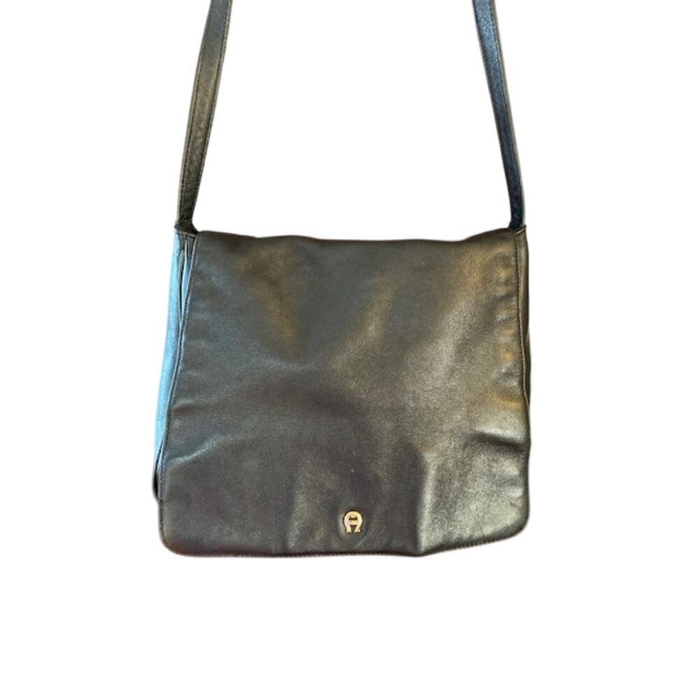 Etienne Aigner Handbag Black Leather Crossbody Shoulder Bag